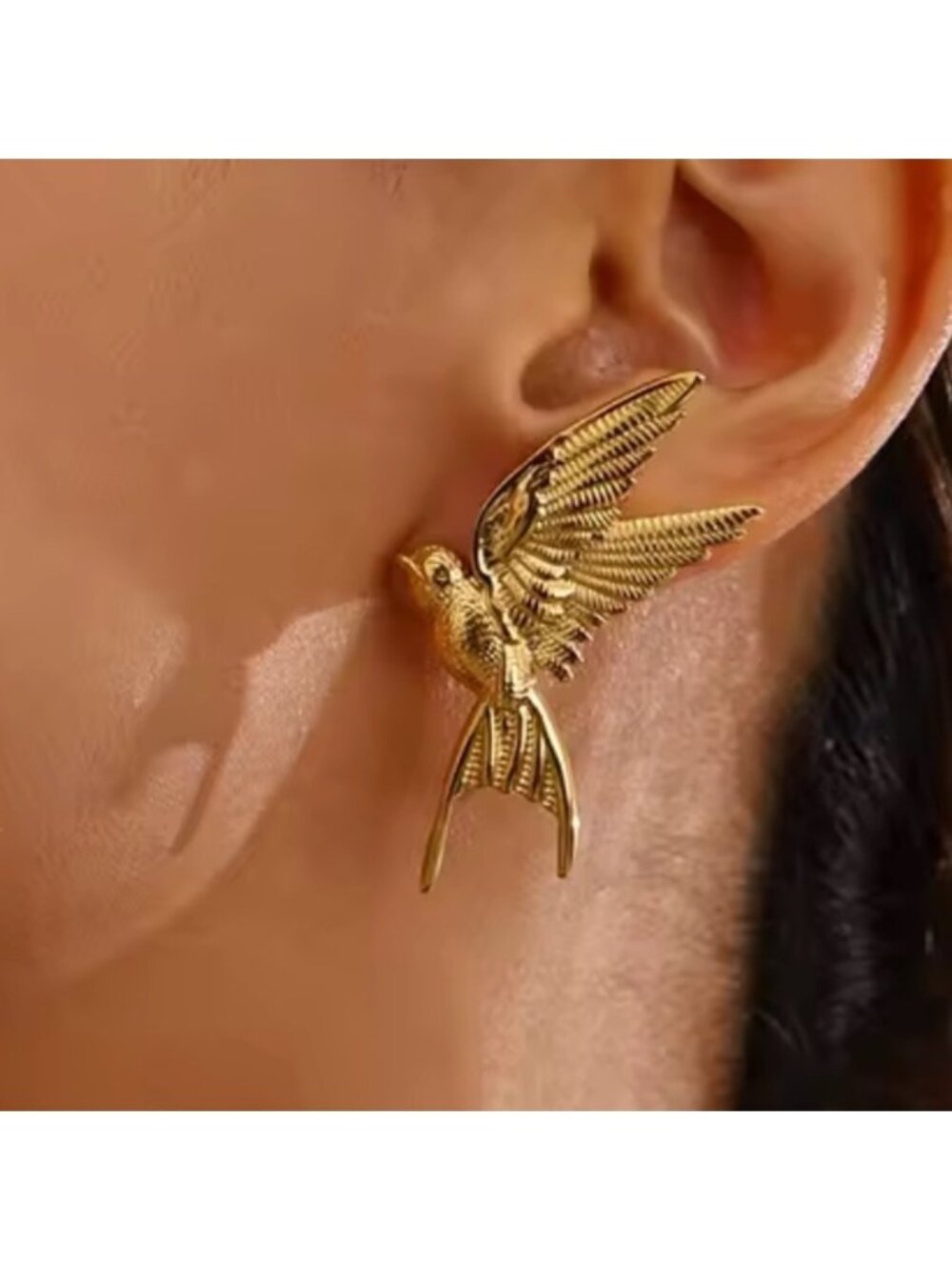 Swallow Peace Bird 18k Gold Stainless Steel Earrings